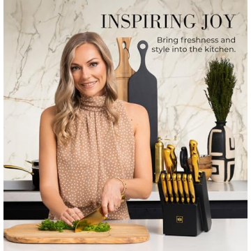 Stylish 14-Piece Gold and Black Knife Set for Modern Kitchens