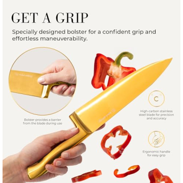 Stylish 14-Piece Gold and Black Knife Set for Modern Kitchens
