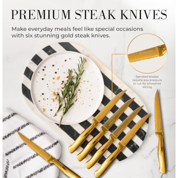 Stylish 14-Piece Gold and Black Knife Set for Modern Kitchens