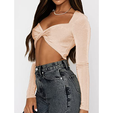 Stylish Twist Front Crop Top for Women - SOFIA'S CHOICE