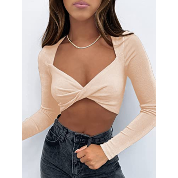 Stylish Twist Front Crop Top for Women - SOFIA'S CHOICE