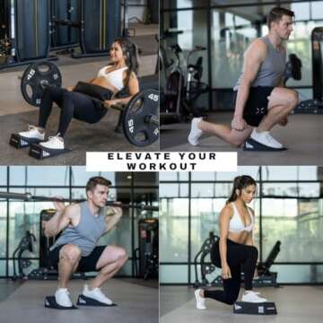 Squat Wedgiez Squat Wedge Pair For Knees Over Toes Training- Anti-Slip Squat Ramps for Lower Body Strength- Slant Board for Squats, ATG Split Squats,Calf Stretching- Squat Wedge Block with Free Video