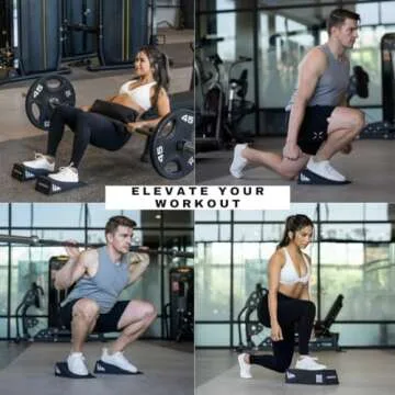 Squat Wedgiez Squat Wedge Pair For Knees Over Toes Training- Anti-Slip Squat Ramps for Lower Body Strength- Slant Board for Squats, ATG Split Squats,Calf Stretching- Squat Wedge Block with Free Video
