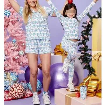 Yiulangde Women's Cute Rabbit Pajamas Two Piece Set