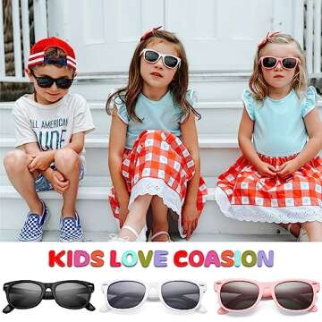 COASION Kids Polarized Sunglasses Set TPEE Rubber Flexible Shades for Girls Boys Age 3-9 Sunglasses ...