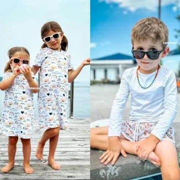 COASION Kids Polarized Sunglasses Set TPEE Rubber Flexible Shades for Girls Boys Age 3-9 Sunglasses 3 Pack (Pink/Grey + Matte Black/Grey + White/Grey)
