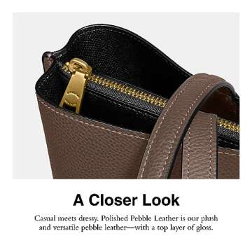 COACH Polished Pebble Leather Willow Tote, Dark Stone