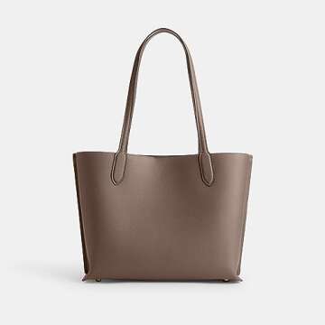 COACH Polished Pebble Leather Willow Tote, Dark Stone