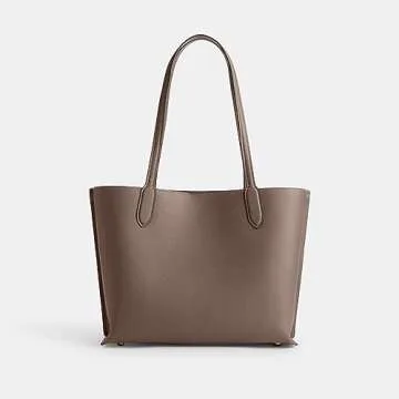 COACH Polished Pebble Leather Willow Tote, Dark Stone