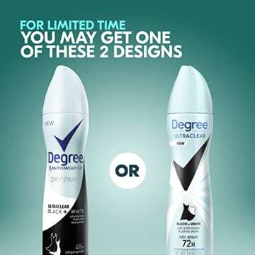 Degree UltraClear Antiperspirant Deodorant Dry Spray Anti White Marks and Yellow Stains Black+White Deodorant for Women 3.8 oz