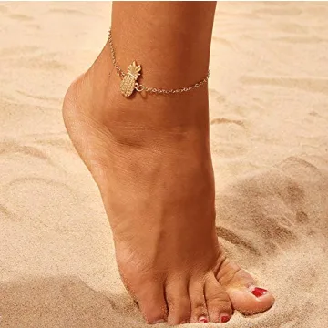 REEATAN Boho Pineapple Beach Anklet Adjustable Jewelry
