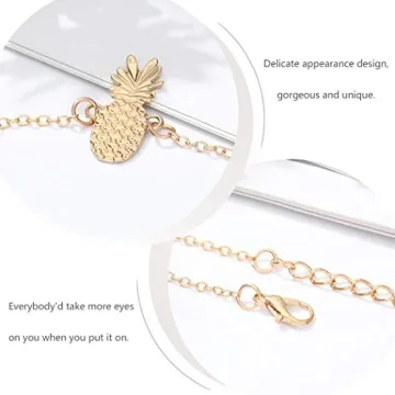 REEATAN Boho Pineapple Beach Anklet Adjustable Jewelry