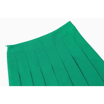 Hoerev Women Girls Short High Waist Pleated Skater Tennis Skirt, Green, US 8