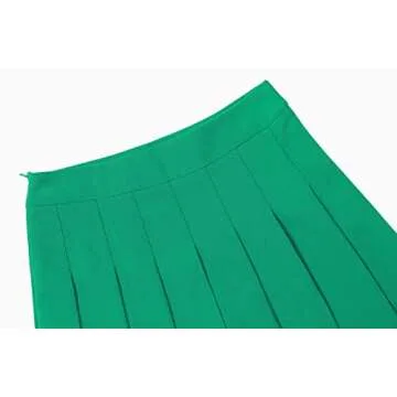 Hoerev Women Girls Short High Waist Pleated Skater Tennis Skirt, Green, US 8