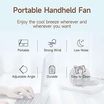 WIXAS Handheld Fan, Mini Portable Foldable Fan, Pocket Battery Rechargeable Hand Fan, for Travelling and Eyelash Fan 2000Ah(White)