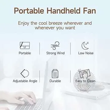 WIXAS Handheld Fan, Mini Portable Foldable Fan, Pocket Battery Rechargeable Hand Fan, for Travelling and Eyelash Fan 2000Ah(White)