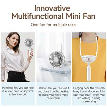WIXAS Handheld Fan, Mini Portable Foldable Fan, Pocket Battery Rechargeable Hand Fan, for Travelling and Eyelash Fan 2000Ah(White)