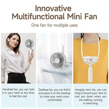 WIXAS Handheld Fan, Mini Portable Foldable Fan, Pocket Battery Rechargeable Hand Fan, for Travelling and Eyelash Fan 2000Ah(White)