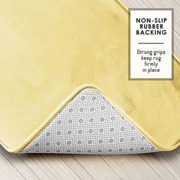 Clara Clark 2 Piece Bathroom Rugs Bath Mat Set, Velvet Memory Foam Bath Mats for Bathroom - Non-Slip, PVC Backing Bath Rugs, Washable Bathroom Rug Mats - Dries Quickly, Bathroom Rug Set - Yellow