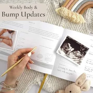 Pregnancy Journal & Memory Book - Great First Time Mom & Baby Gift - Keepsake Pregnancy Book & Journals - 40 Weekly Calendars Milestone Journey - For Ultrasound Photos & Tracking