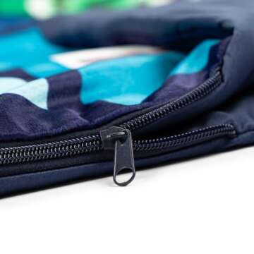 Minecraft Creeper 3 Piece Sleepover Set - Cozy & Warm Slumber Bag with Pillow & Eye Mask (Official Minecraft Product)