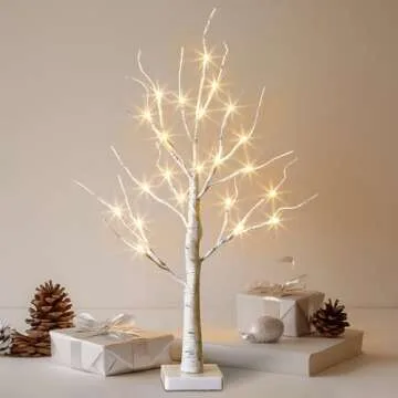 EAMBRITE Prelit Birch Tree with 24 LED Lights