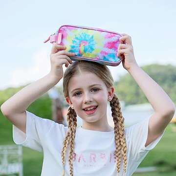 Choco Mocha Rainbow Pencil Pouch for Kids Toddler Girls, Soft Zipper Small Pencil Case for Little Girls, Kids Pencil Bag for Girls, Pink