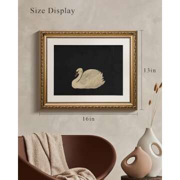VIYYIEA Gold Framed Wall Art Canvas Print Home Decor Wall Decorations Grace Swan Art Painting Pictures Rustic Bathroom Wall Decor Farmhouse Easter Decor for Living Room Bedroom Kitchen Office 13x16in
