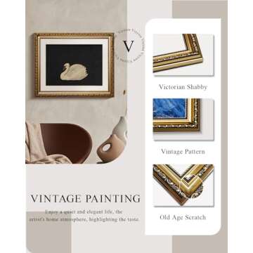 VIYYIEA Gold Framed Wall Art Canvas Print Home Decor Wall Decorations Grace Swan Art Painting Pictures Rustic Bathroom Wall Decor Farmhouse Easter Decor for Living Room Bedroom Kitchen Office 13x16in