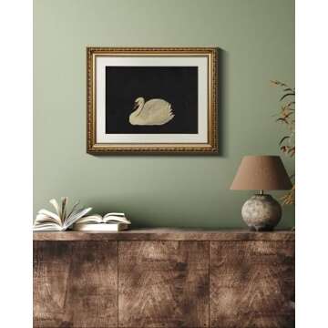 VIYYIEA Gold Framed Wall Art Canvas Print Home Decor Wall Decorations Grace Swan Art Painting Pictures Rustic Bathroom Wall Decor Farmhouse Easter Decor for Living Room Bedroom Kitchen Office 13x16in