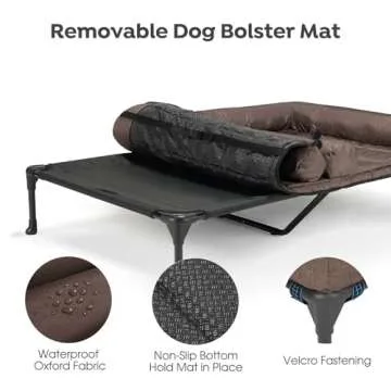 Veehoo Cooling Raised Dog Bed + Waterproof Double Dog Bed Cushion for Two Medium Dogs, Elevated Dog Bed with Removable Bolster Mat, Breathable Mesh, No-Slip Feet, 49" x 33" Dog Couch Bed, Black