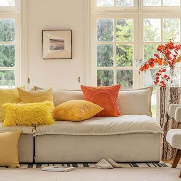 Home Brilliant Yellow Throw Pillow Covers 18x18 Set of 2 Super Soft Couch Pillow Covers Decorative S...