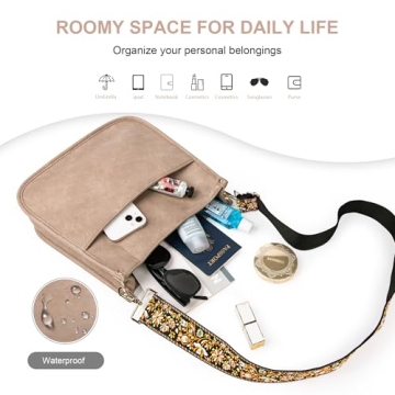 Viva Terry Vegan Leather Crossbody Bag Adjustable Strap Light Khaki