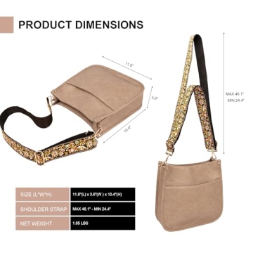 Viva Terry Vegan Leather Crossbody Bag Adjustable Strap Light Khaki