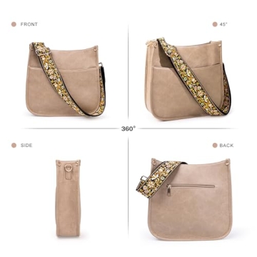 Viva Terry Vegan Leather Crossbody Bag Adjustable Strap Light Khaki