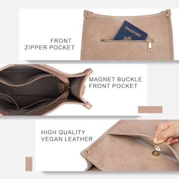 Viva Terry Vegan Leather Crossbody Bag Adjustable Strap Light Khaki