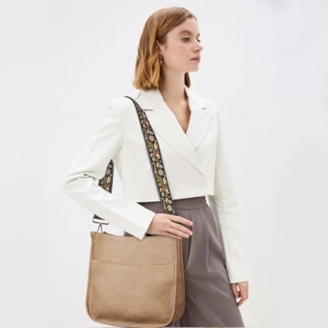Viva Terry Vegan Leather Crossbody Bag Adjustable Strap Light Khaki