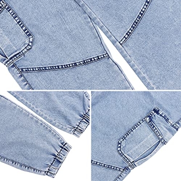 LONGYIDA Women's Denim Joggers High Waisted Stretch Pants