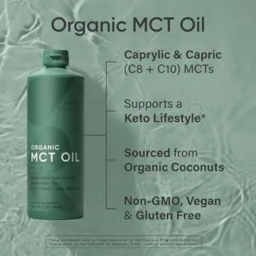 Sports Research Keto MCT Oil from Organic Coconuts - Fatty Acid Fuel for Body + Brain - Dual Ingredient C8 and C10 MCTs - Perfect in Coffee, Tea, & More - Non-GMO & Vegan - Unflavored (32 Oz)
