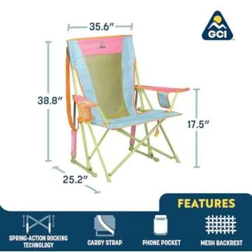 GCI Outdoor Comfort Pro Rocker Camping Chair | Portable Folding Rocking Chair with Durable Armrests ...