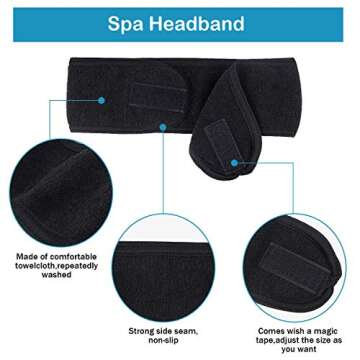 LADES Spa Facial Headband for Women | Adjustable Velcro, Soft Terry Cloth, Washable, Comfortable, Pe...