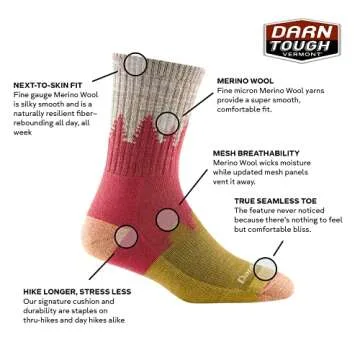 Darn Tough Women's Treeline Micro Crew Midweight with Cushion Hiking Sock (Style 1971) - Blue, Large