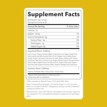 Clean Simple Eats Sweet Lemon Greens Powder Mix, Greens Superfood Powder Smoothie & Juice Mix, Glute...