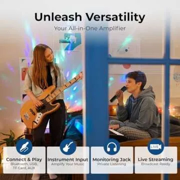 Wireless 70W Voice Amplifier and Portable Speaker with Microphone, Bluetooth 5.3 PA System, Karaoke Machine - Supports Guitar, Headphone, Live - for Teachers, Speakers, Singing, Parties - S100