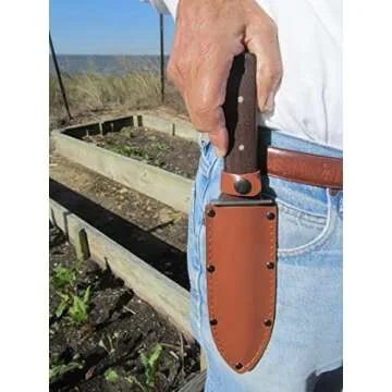Hori Hori Japanese Garden Knife - Multi-use Camping/Digging Tool–[A Gardeners Dream] Sharp Stainless Steel Blade - Heavy Riveted Leather Sheath - Whetstone Sharpening Stone