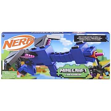 Nerf Ender Dragon Blaster, 4-Dart Internal Clip, 12 Foam Darts, Inspired by Minecraft Mob