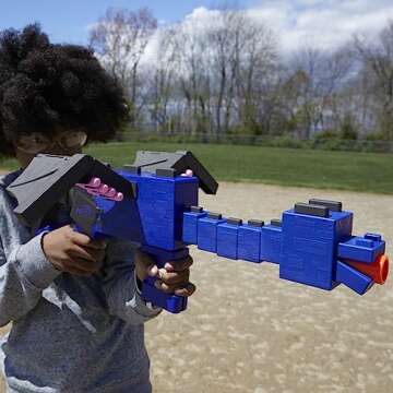 Nerf Ender Dragon Blaster, 4-Dart Internal Clip, 12 Foam Darts, Inspired by Minecraft Mob