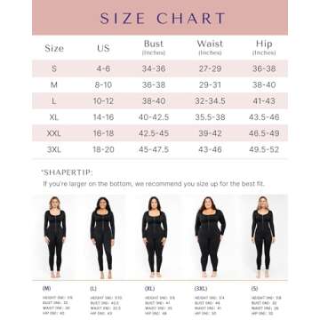 SHAPELLX Jumpsuit for Women One Piece Tummy Control Shapewear Jumpsuits Long Sleeve Bodycon Romper Yoga Sports Bodysuit