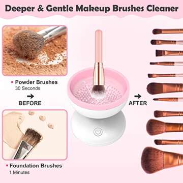 Electric Makeup Brush Cleaner with Drying Rack, Luxiv 2 In 1 Wash&Dry Makeup Brush Cleaner Machine Fit for All Size ScrubAutomatic Spinner Machine, Mother's Day Gift