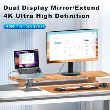 Universal 4K HDMI USB-C Laptop Docking Station Stand